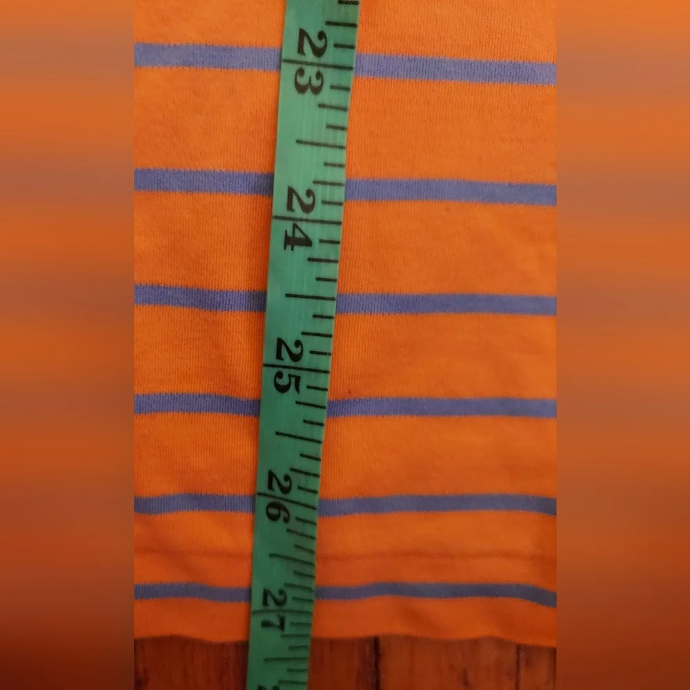 Polo Ralph Lauren Mens Shirt Orange Large Striped Classic Fit Flesh Pony Office